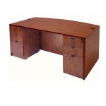 Bow Front Desk Shell with Two BBF Pedestal