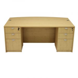 Bow Front Desk Shell with Two BBF Pedestal