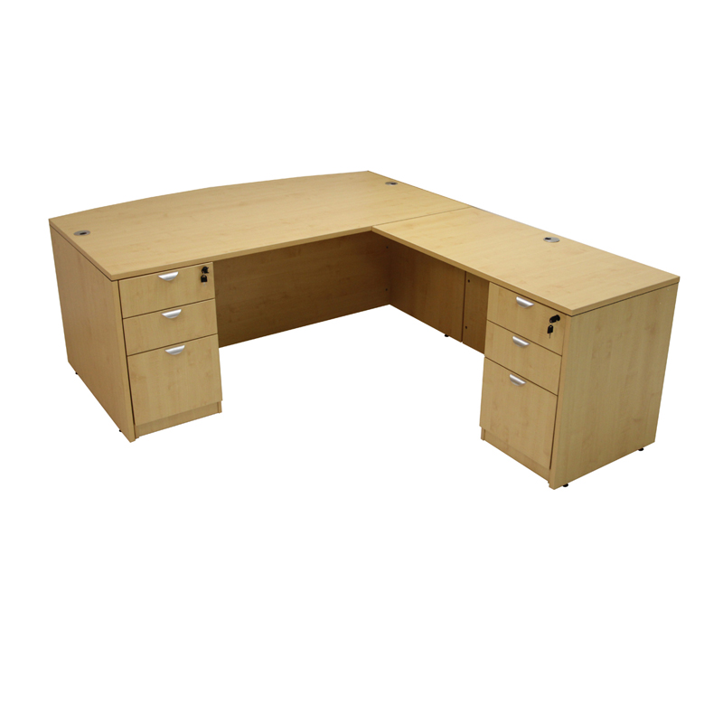 Modular L Shaped Bow Front Desk with Return