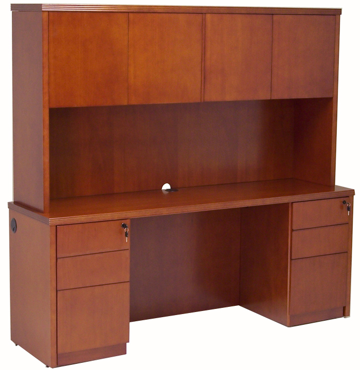 Contemporary Wood Veneer Executive U Group Desk