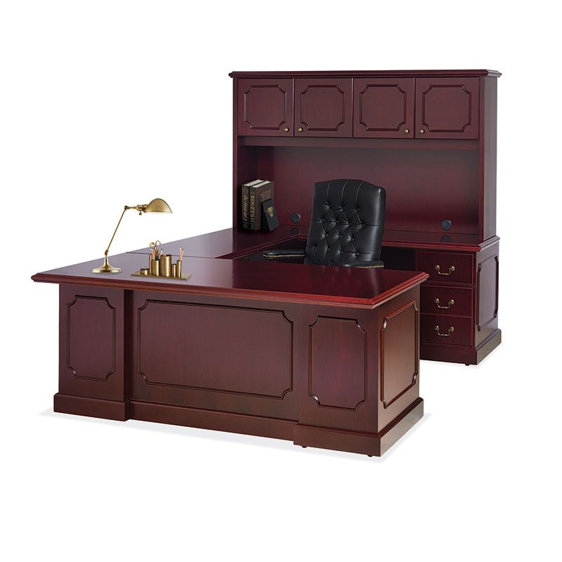 Traditional Wood Veneer Executive Desk U Group Typical