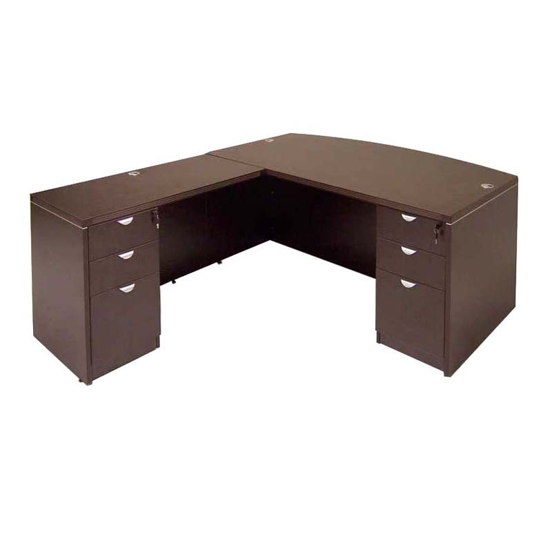 Modular L Shaped Bow Front Desk with Return