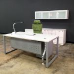 Contemporary Office Desk with Loop Metal Base