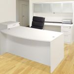 Bow Front Desk Shell with Two BBF Pedestal