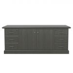 Traditional Wood Veneer Storage Credenza with Two Door and Two Pedestal