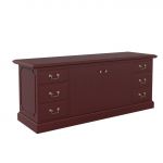 Traditional Wood Veneer Storage Credenza with Two Door and Two Pedestal