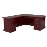 Traditional Wood Veneer Executive L Shape CEO Desk Left 72″W