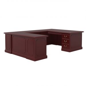 Traditional Wood Veneer Executive U Group Desk