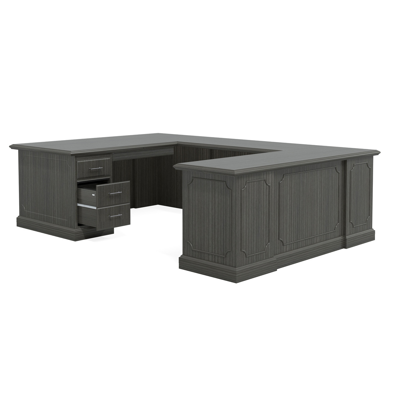 Traditional Wood Veneer Executive U Group Workstation