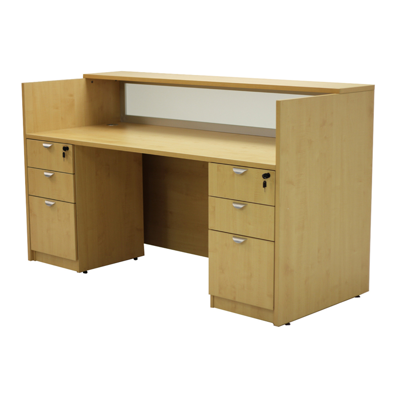 Laminate Reception Counter Workstation with Glass Modesty