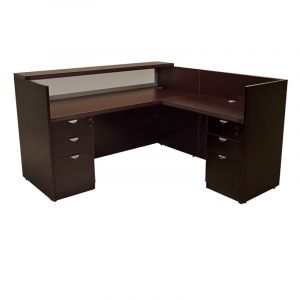 Laminate Reception Counter Workstation with Glass Modesty