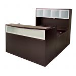 Laminate Reception Counter Workstation with Glass Modesty