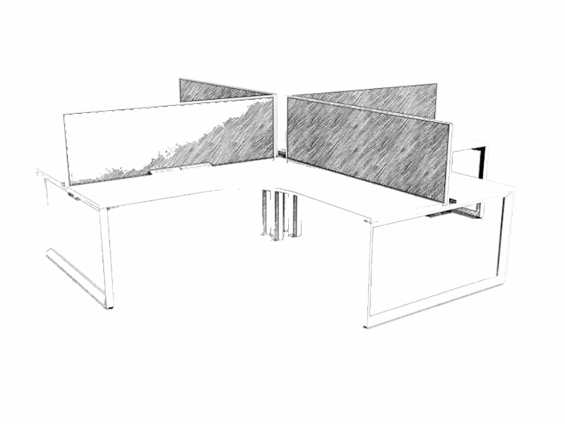 Anvil 4 seater Office Cubicle Workstation