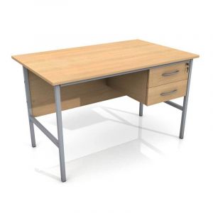 Budget Office Table with Three Drawer Hanging Pedestal