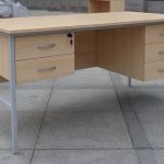 Rectangular Office Desk with Two Drawer Hanging Pedestal