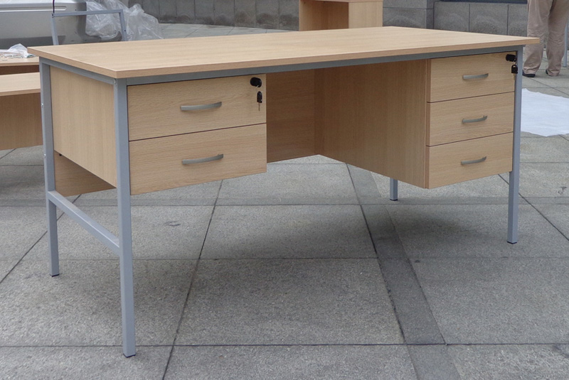 Rectangular Office Desk with Two Drawer Hanging Pedestal