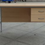 Rectangular Office Desk with Two Drawer Hanging Pedestal