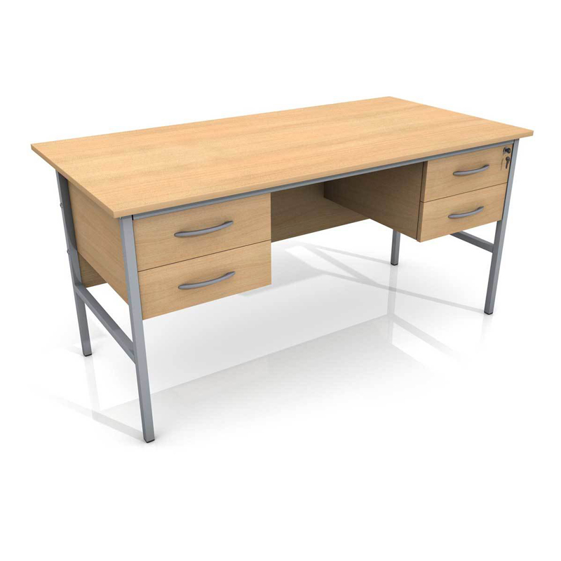 Rectangular Office Desk with Two Drawer Hanging Pedestal