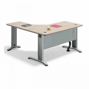 Chicago L Shape Office Table with Metal Base with Extend Modesty