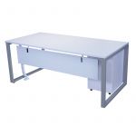 Contemporary Office Desk with Loop Metal Base