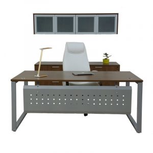 Contemporary Office Desk with Loop Metal Base