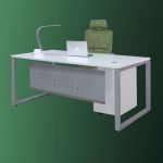 Contemporary Office Desk with Loop Metal Base