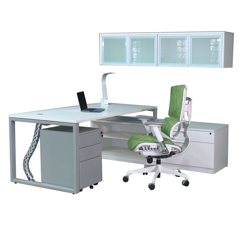 Contemporary Executive Manager Desk with Combo Storage Cabinet