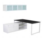 Contemporary Executive Manager Desk with Combo Storage Cabinet