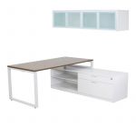 Contemporary Executive Manager Desk with Combo Storage Cabinet