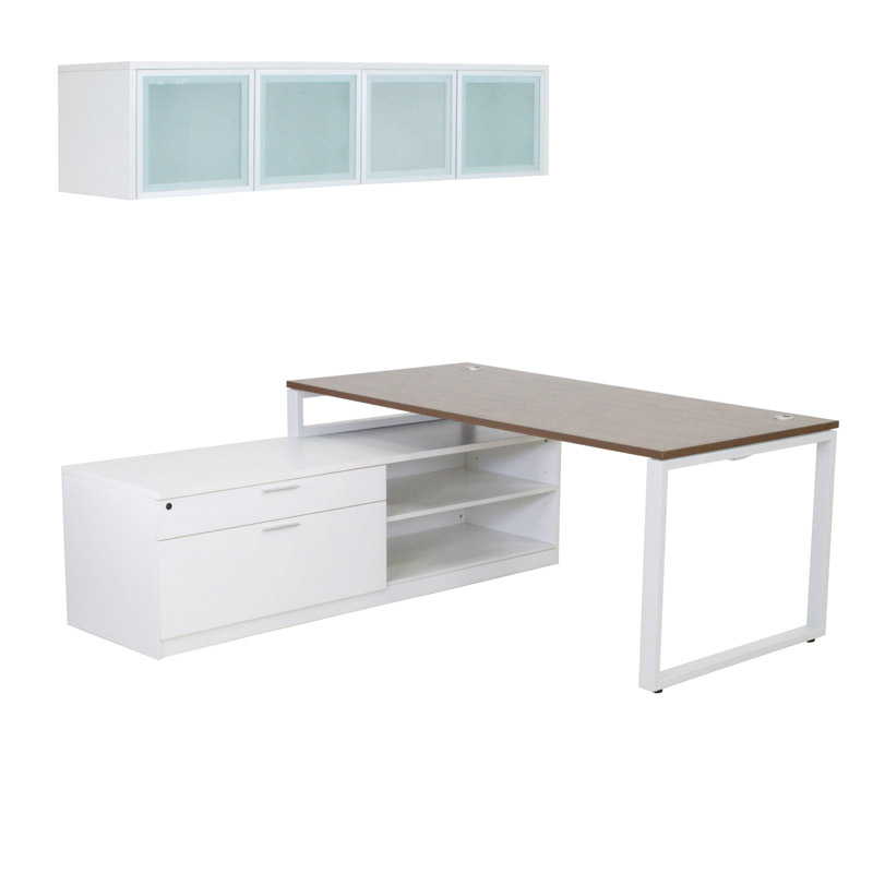 Contemporary Executive Manager Desk with Combo Storage Cabinet