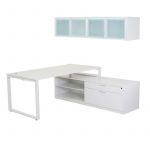 Contemporary 4 Way Workstation with Combo Storage Cabinet