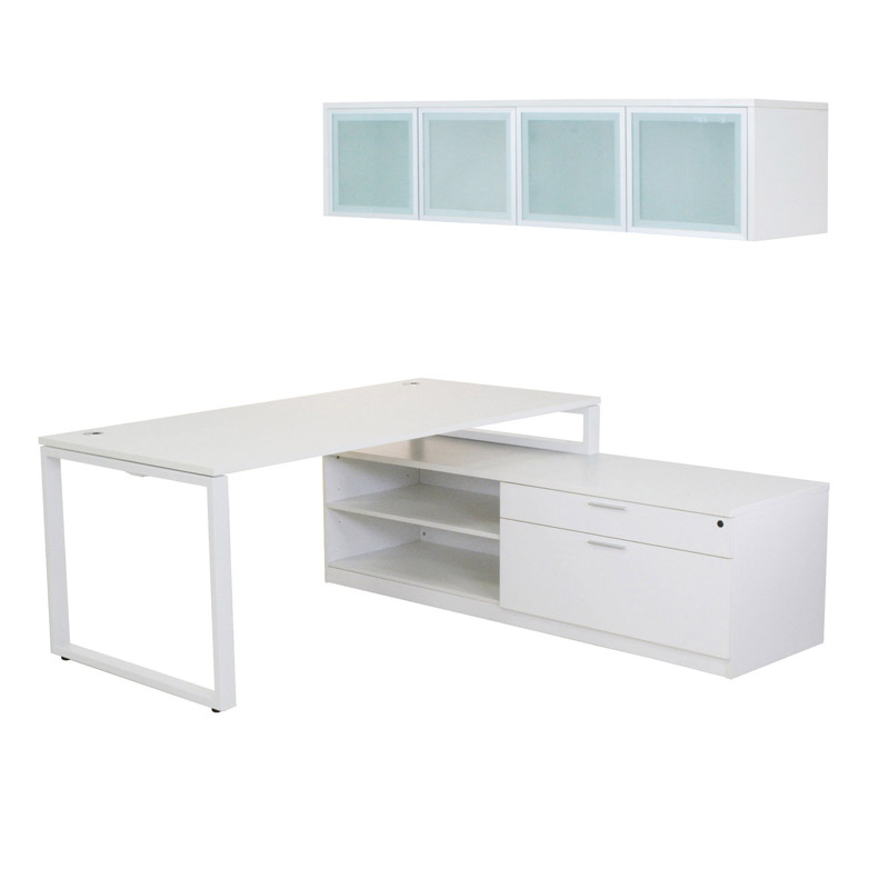 Contemporary Executive Manager Desk with Combo Storage Cabinet