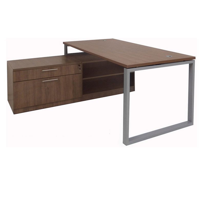 Contemporary 4 Way Workstation with Combo Storage Cabinet