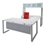 Contemporary Executive Manager Desk with Combo Storage Cabinet