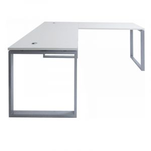 Contemporary L shape Office Table with Metal Base