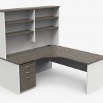 L Shape Workstation with Open Hutch