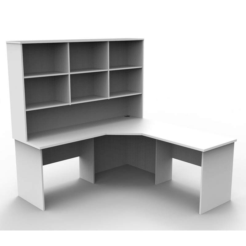 L Shape Workstation with Open Hutch