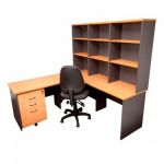 L Shape Workstation with Open Hutch