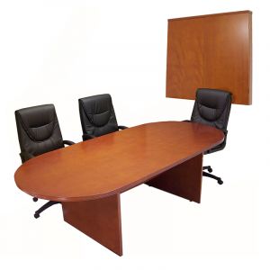 Contemporary Wood Veneer Oval Conference Table