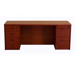 Contemporary Wood Veneer Office Desk with Pedestal