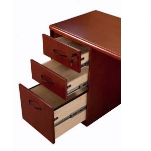 Contemporary Wood Veneer Office Desk with Pedestal