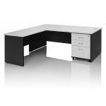 L Shape Executive Office Table with Hanging Pedestals