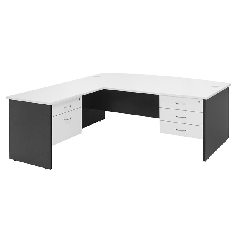 L Shape Executive Office Table with Hanging Pedestals