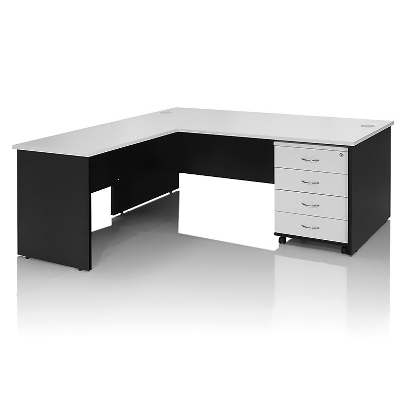 L Shape Executive Office Table with Hanging Pedestals