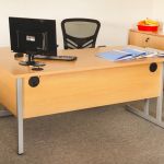 Radial Office Desk with Metal Frame Base