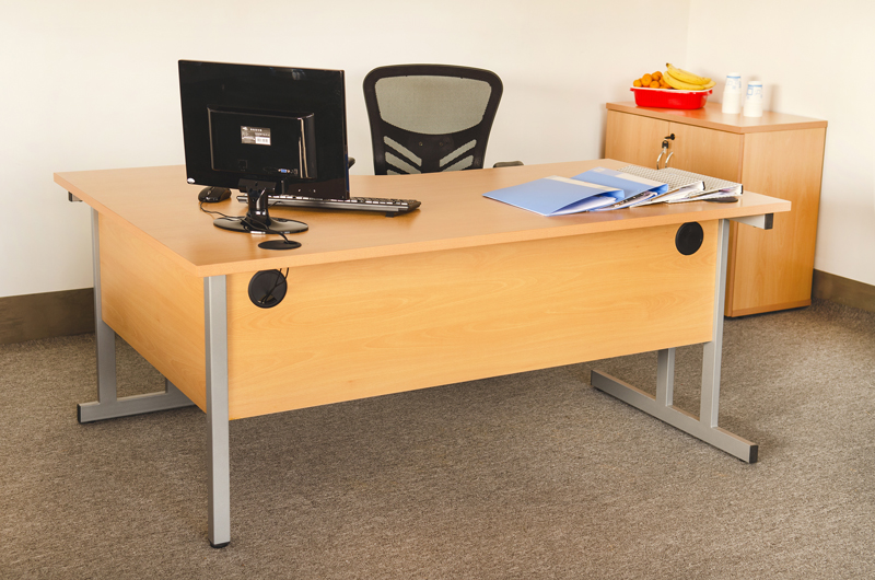 Radial Office Desk with Metal Frame Base