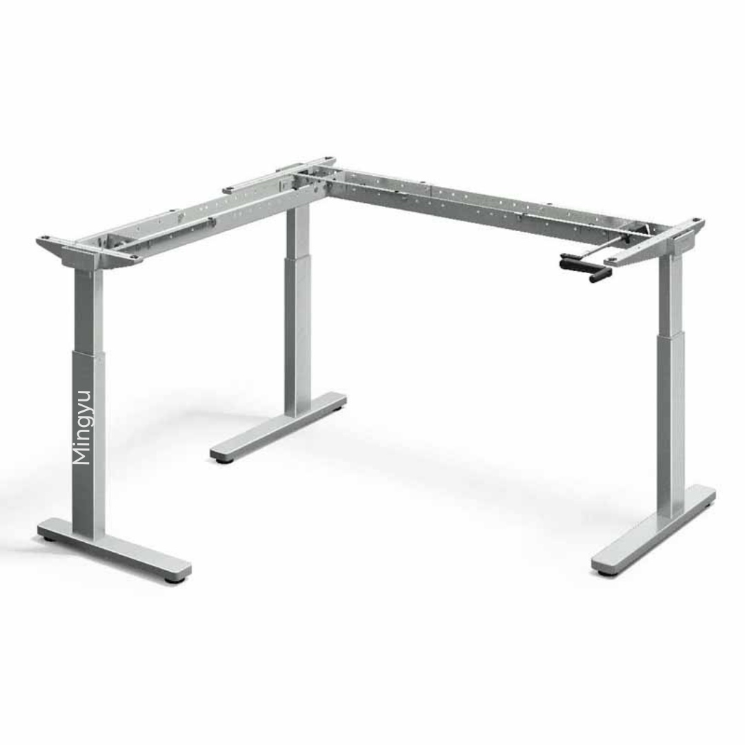 Manual Height Adjustable Corner Workstation Steel Frame