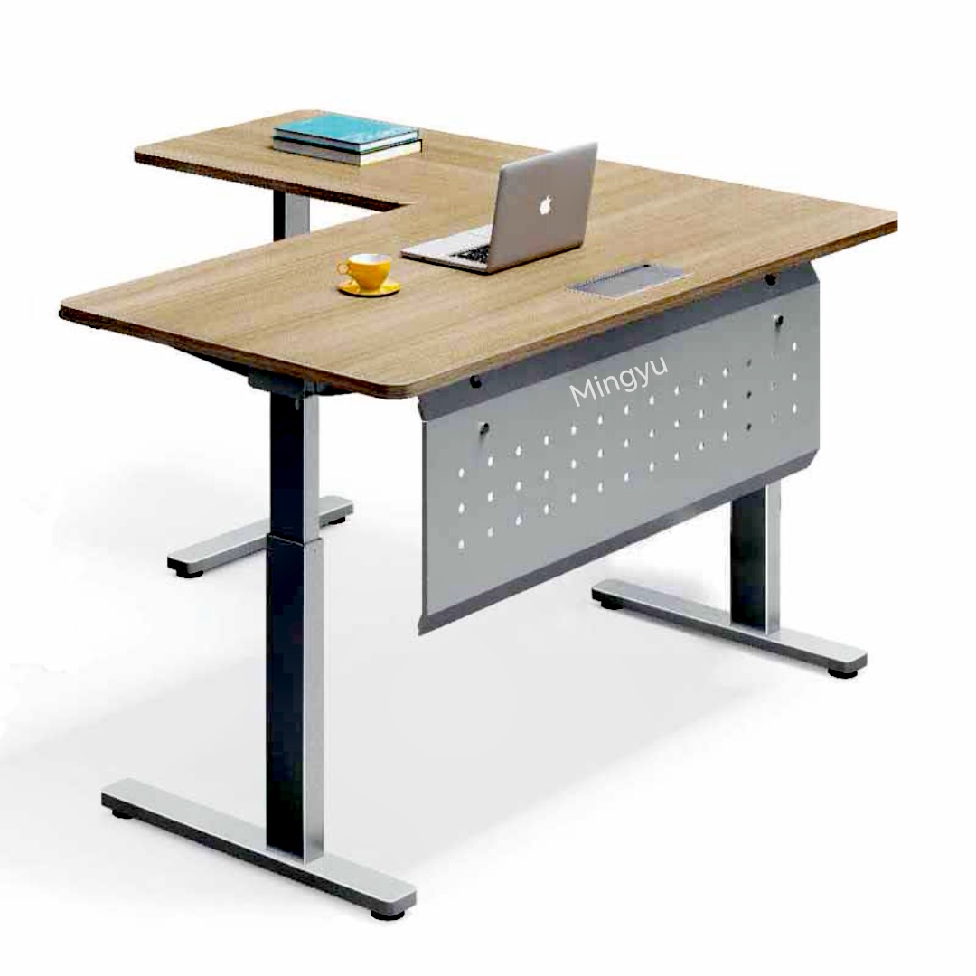 Manual Height Adjustable Corner Workstation Steel Frame