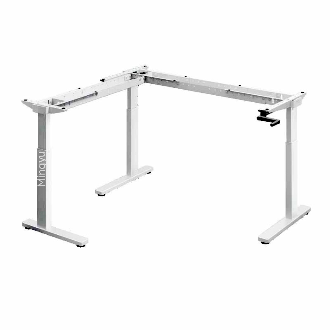 Manual Height Adjustable Corner Workstation Steel Frame