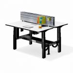 Manual Height Adjustable L Shape Desk Steel Frame